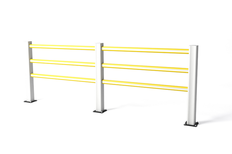 Render of a yellow ICE FLEX® HP PLUS 3 RAILS - Handrails on a white background