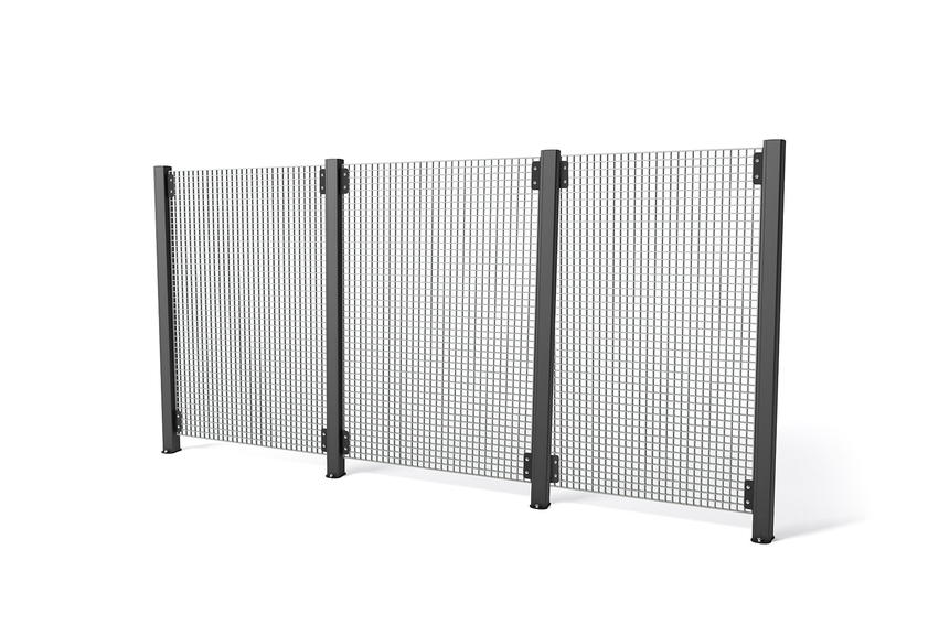 Render of a yellow FE FENCE - Handrails on a white background