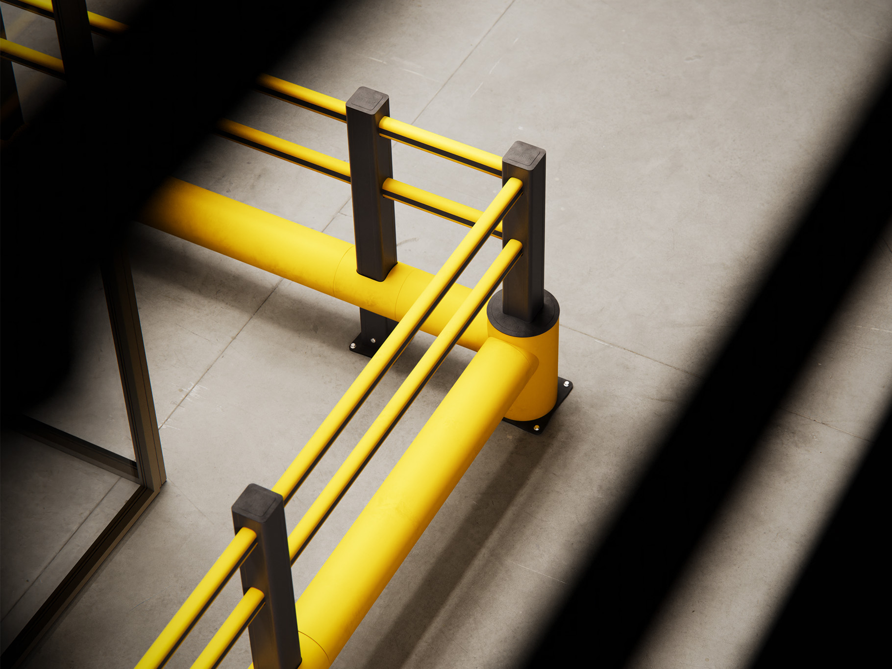 Render of a Boplan FLEX IMPACT® TB 400 PLUS in a live setting - safety barriers