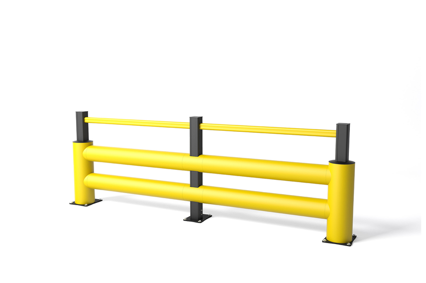 Render of a yellow TB 400 DOUBLE PLUS - safety barriers on a white background