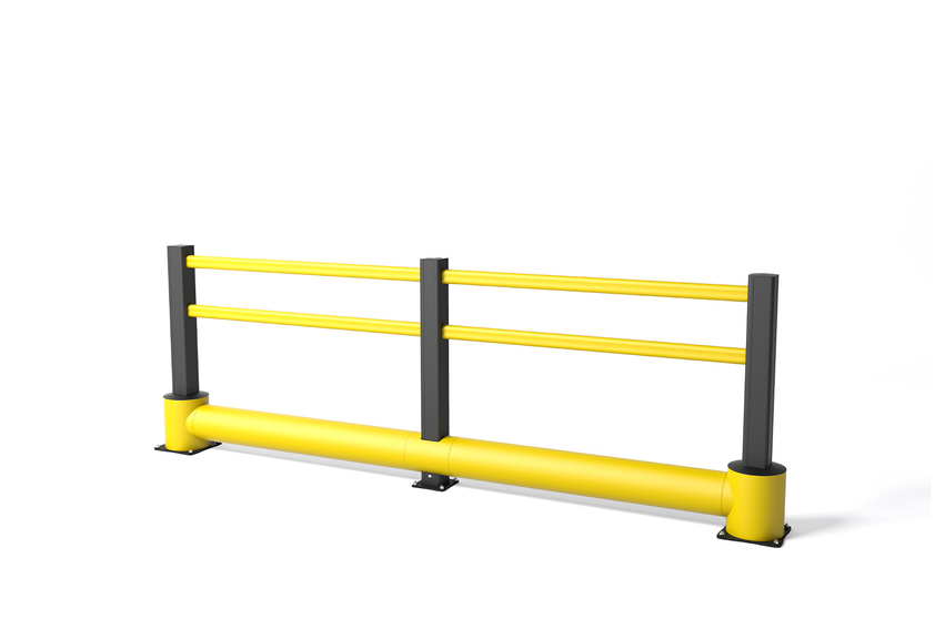 Render of a yellow TB 260 PLUS - safety barriers on a white background