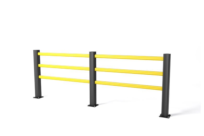Render of a yellow HP PLUS 3 RAILS - Handrails on a white background