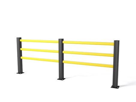 Render of a yellow HP PLUS 3 RAILS - Handrails on a white background