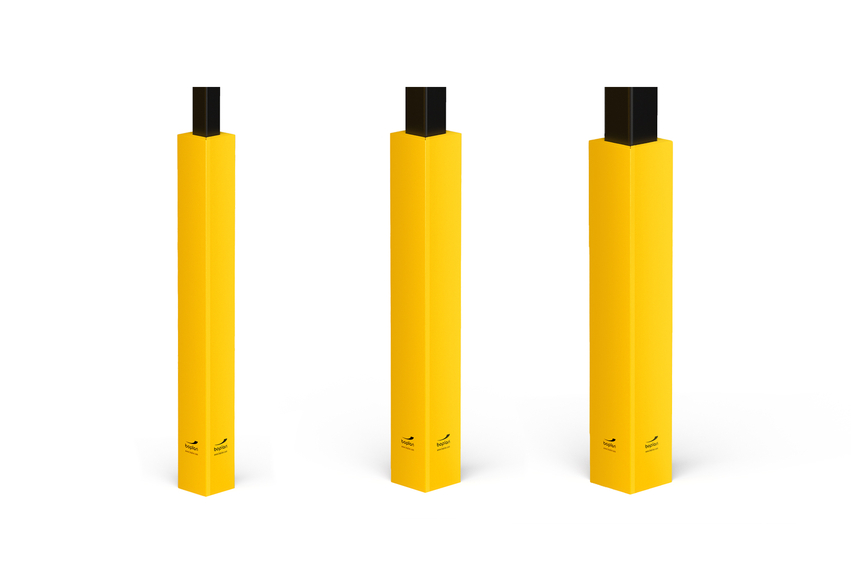 Render de un SOFT COLUMN COVER amarillo - Protectores de columna sobre fondo blanco