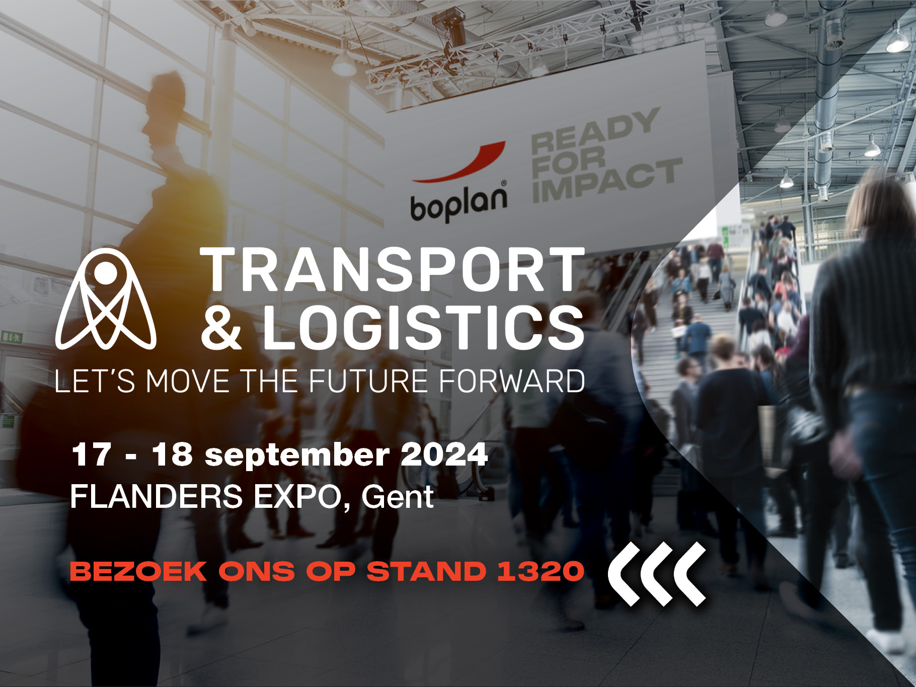 Foto van een deelname van Boplan aan de beurs Transport &amp; Logistics in Gent, België