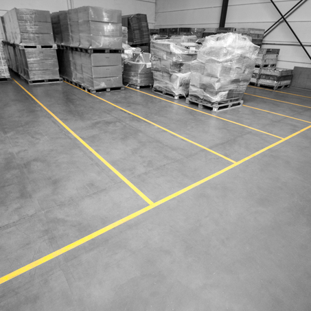 Boplan FLEX IMPACT® LINE PLAN UNI in a live setting - Floor marking tape