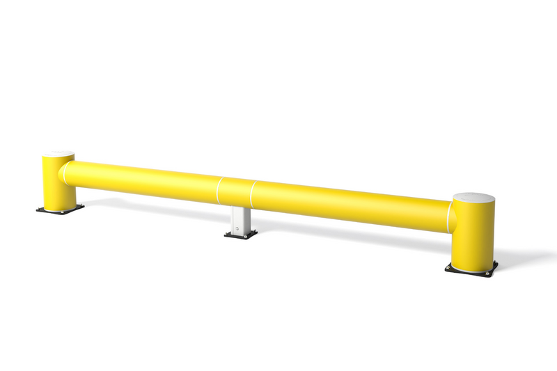 Render of a yellow ICE FLEX® TB 400 - safety barriers on a white background