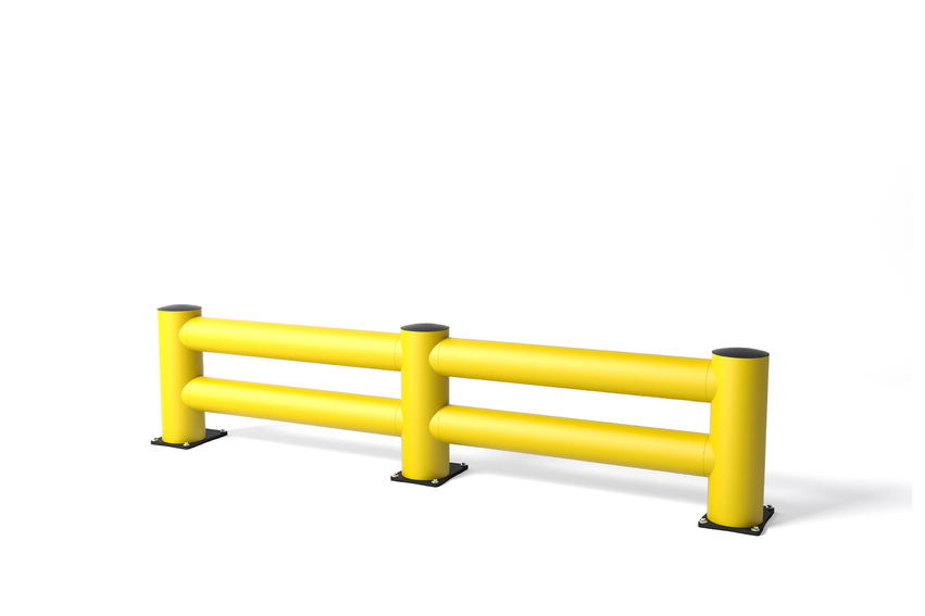 Render of a yellow TB SUPER DOUBLE - safety barriers on a white background