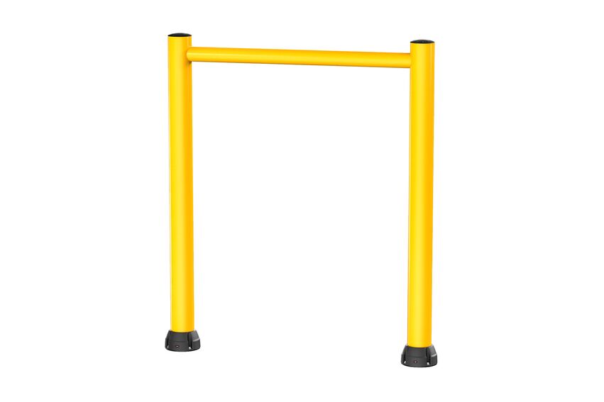 Render of a yellow GOAL POST 200B - Height restrictor on a white background