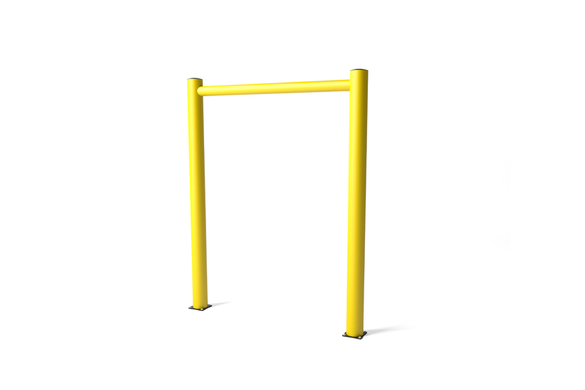 Render of a yellow GP GOAL POST 200 - Height restrictor on a white background