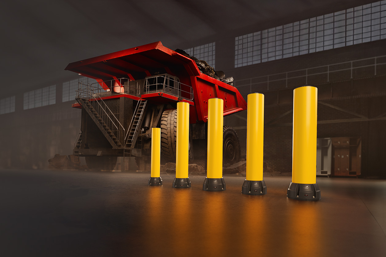 Boplan campaign image showing the new Bollard Range and dump truck in the background.