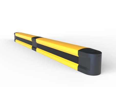 Render of a yellow FLIP 180M - Kick rails on a white background