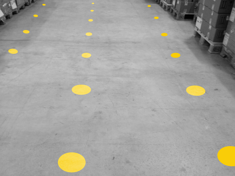 Boplan FLEX IMPACT® LINE PLAN DOT in a live setting - Floor marking tape