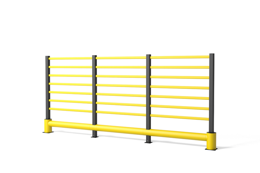Render of a yellow TB 400 GRILL - safety barriers on a white background