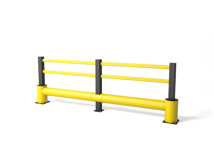 Render of a yellow TB 400 PLUS - safety barriers on a white background