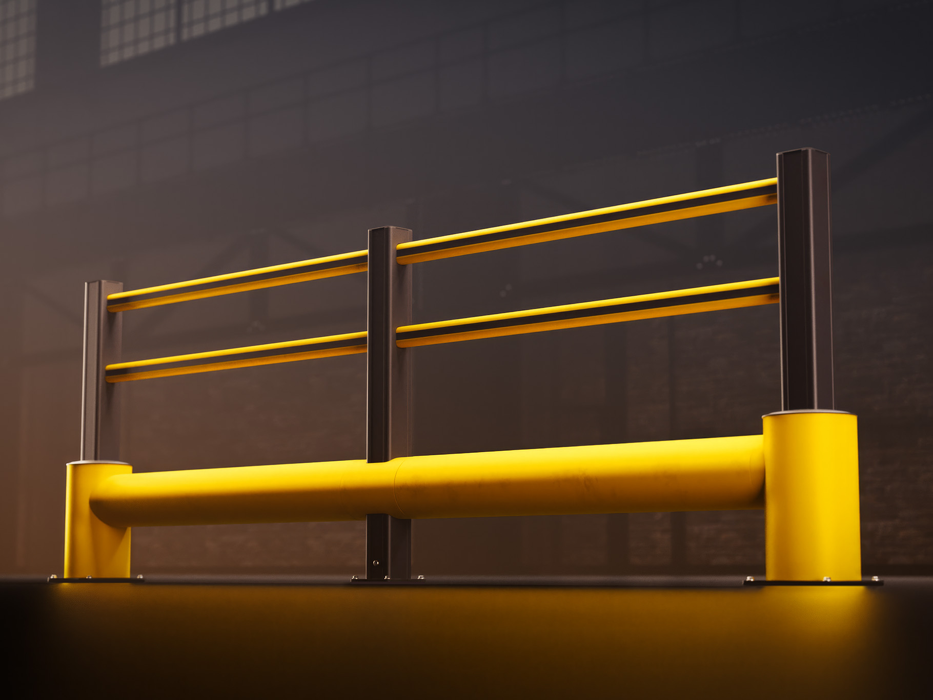 Render of a yellow TB 400 PLUS - Safety barrier on a white background