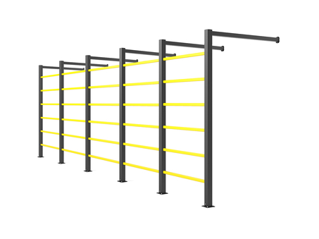 Render of a yellow HT TUNNEL WALL FIX - Handrails on a white background