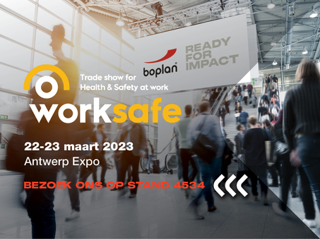 Foto van een deelname van Boplan aan de beurs Worksafe in Antwerpen, België