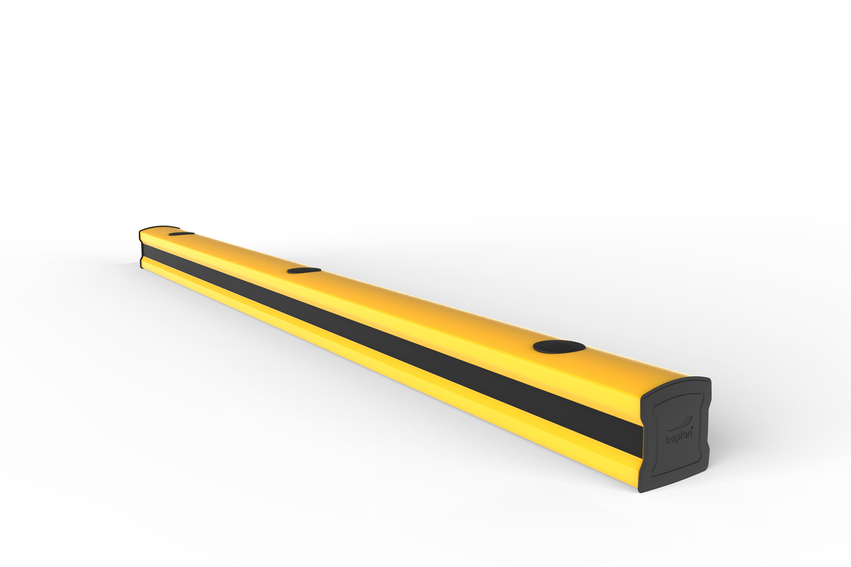 Render of a yellow FLIP 120 - Kick rails on a white background