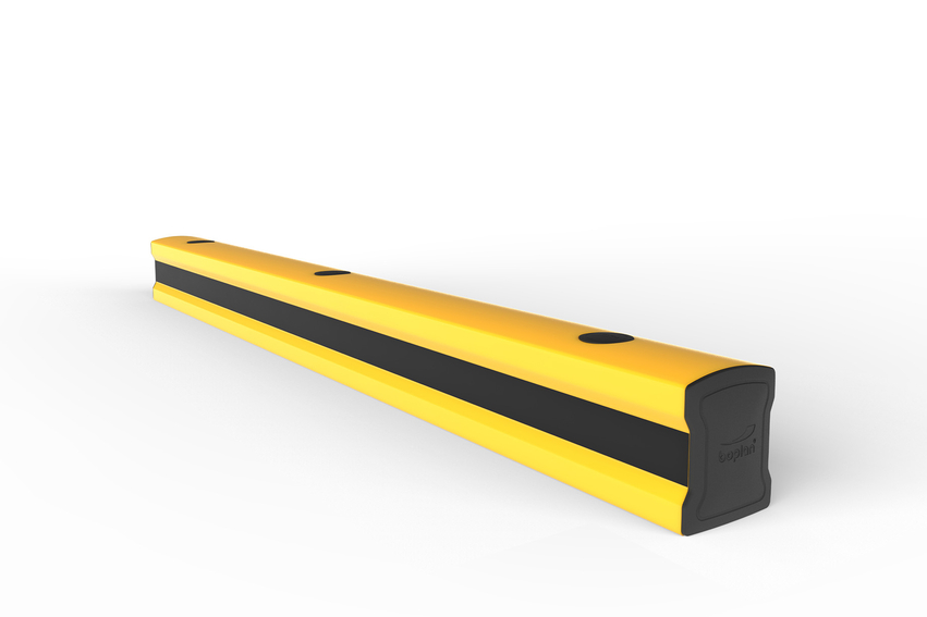 Render of a yellow FLIP 180 - Kick rails on a white background
