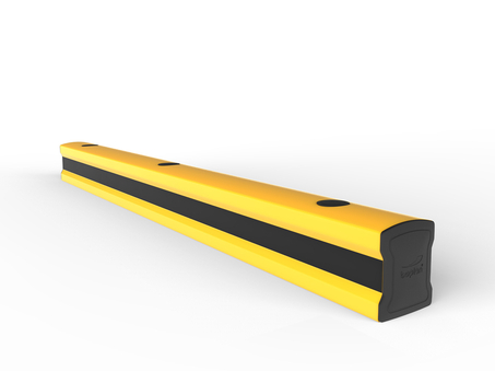 Render of a yellow FLIP 180 - Kick rails on a white background
