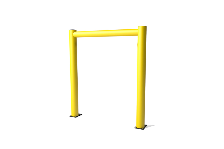 Render of a yellow GP GOAL POST 250 - Height restrictor on a white background