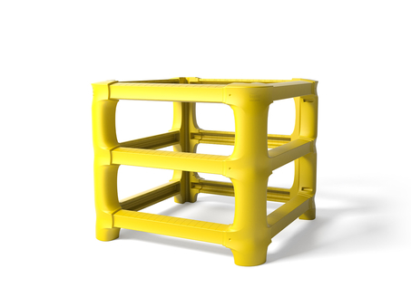 Render of a yellow CP UNIVERSAL - Column protection on a white background