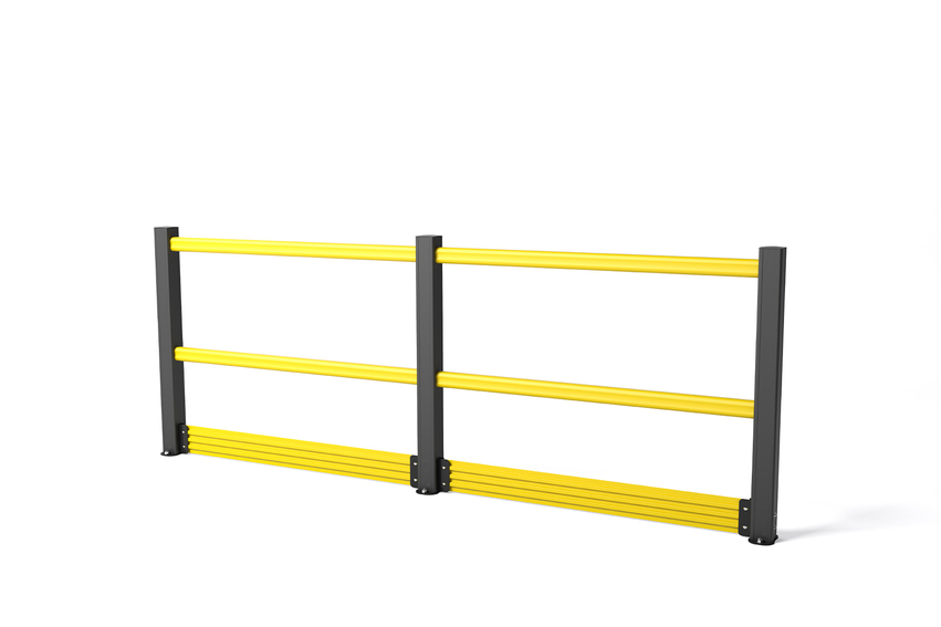 Render of a yellow HD MEZZA - Handrails on a white background