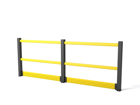 Render of a yellow HD MEZZA - Handrails on a white background