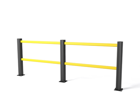 Render of a yellow HP PLUS 2 RAILS - Handrails on a white background