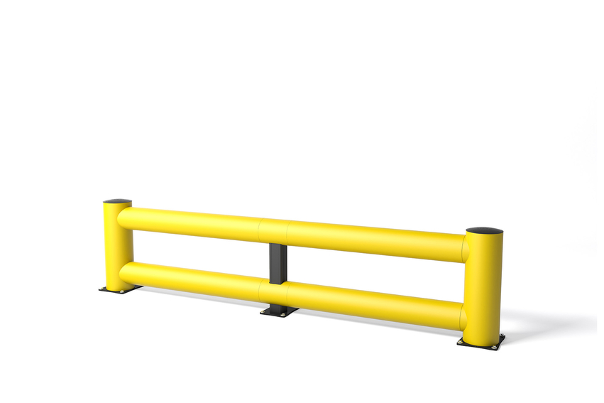 Render of a yellow TB 260 DOUBLE - safety barriers on a white background