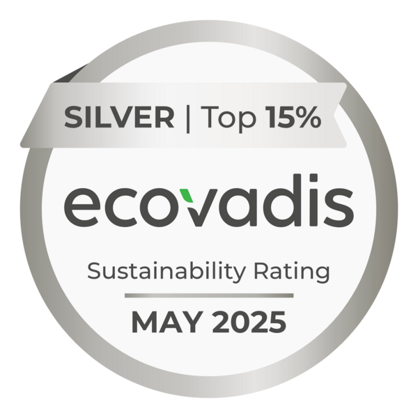 Logo of the Ecovadis Silver Sustainability certificate
