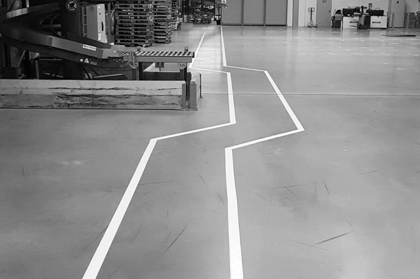 Boplan FLEX IMPACT® LINE PLAN ANTISLIP in a live setting - Floor marking tape