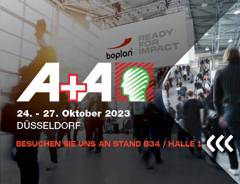 Bild einer Boplan-Ausstellungsbeteiligung auf der A+A in Düsseldorf, Deutschland