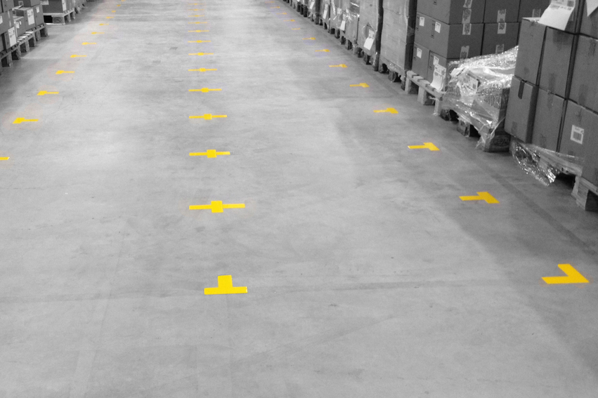 Boplan FLEX IMPACT® LINE PLAN L/T in a live setting - Floor marking tape