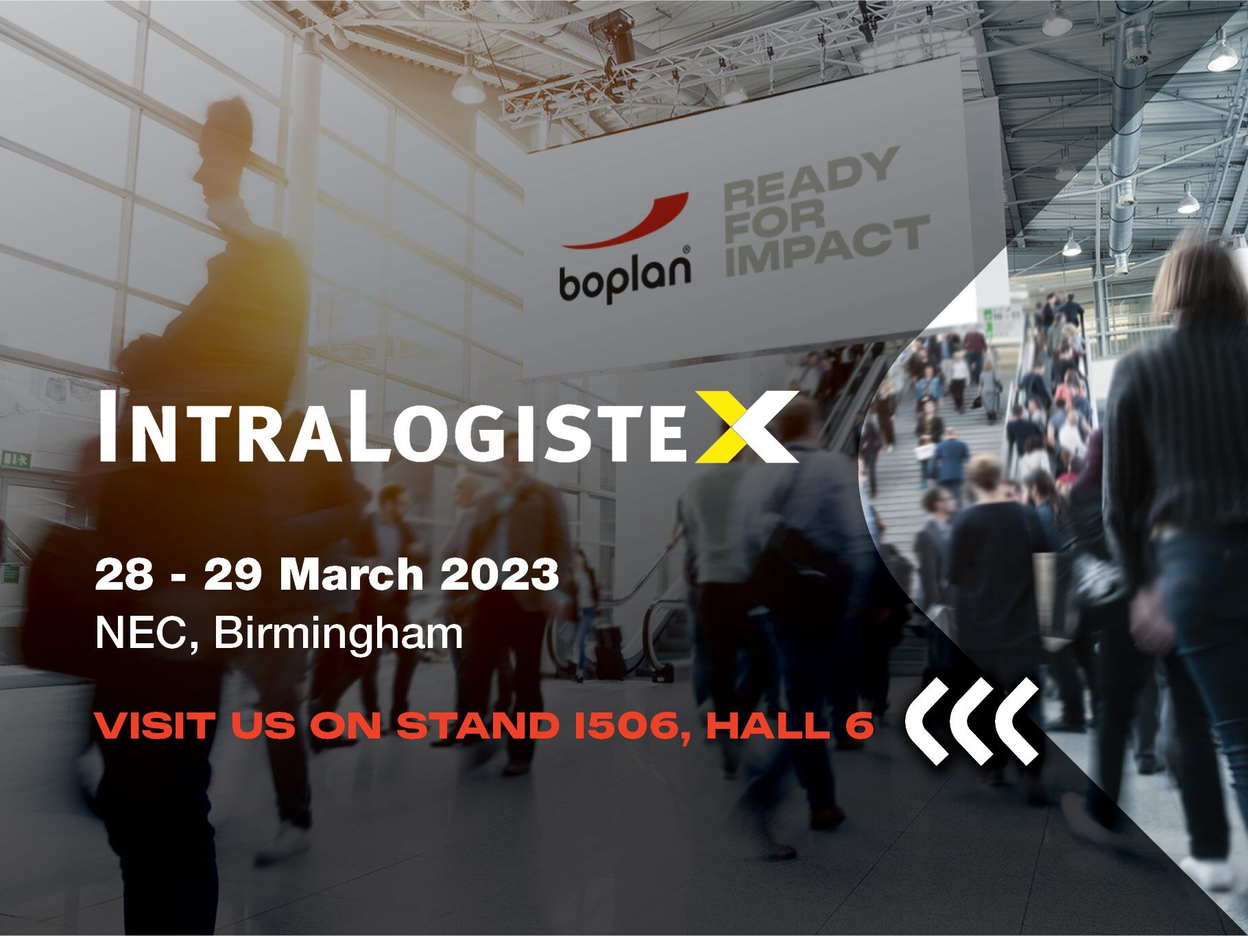 Picture of a Boplan exhibition participation at IntraLogisteX in Birmingham, United Kingdom