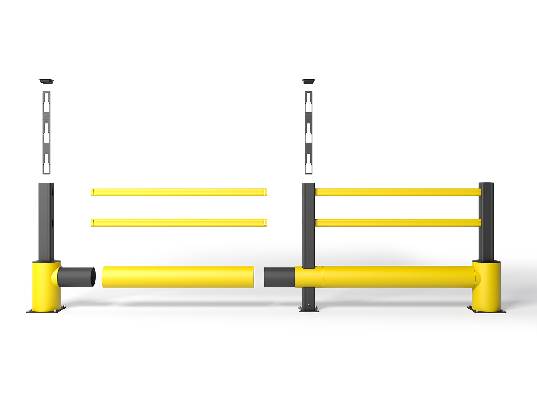 Illustration of the modularity of a Boplan guarding rail