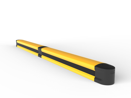 Render of a yellow FLIP 120M - Kick rails on a white background