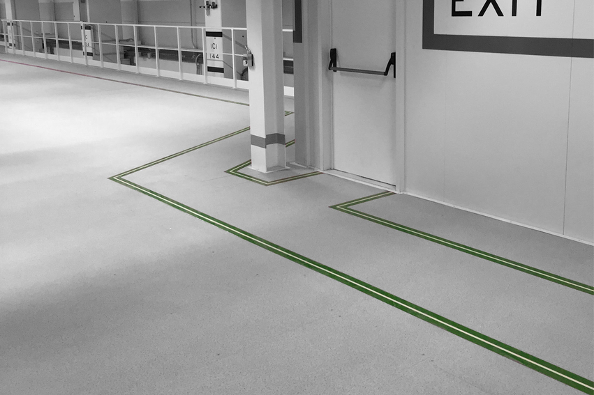 Boplan FLEX IMPACT® LINE PLAN CENTER in a live setting - Floor marking tape