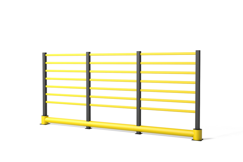Render of a yellow TB 260 GRILL - safety barriers on a white background
