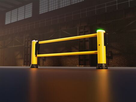 Render of a yellow DG250R AE in a warehouse environment
